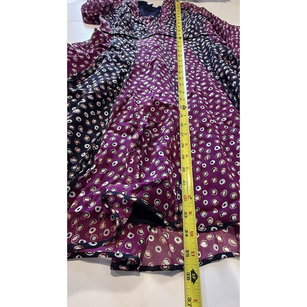 Diane Von Furstenberg Ivetta Silk Dress Sz 2 Babydoll Polka Dot Magenta FLAW - Picture 8 of 12